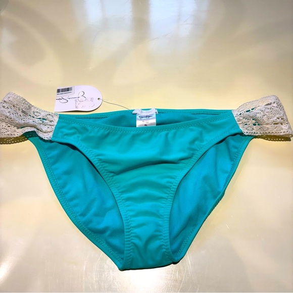 Jessica Simpson NWT Turquoise Bikini Bottom with Lace Accents Sz XL - Picture 1 of 5